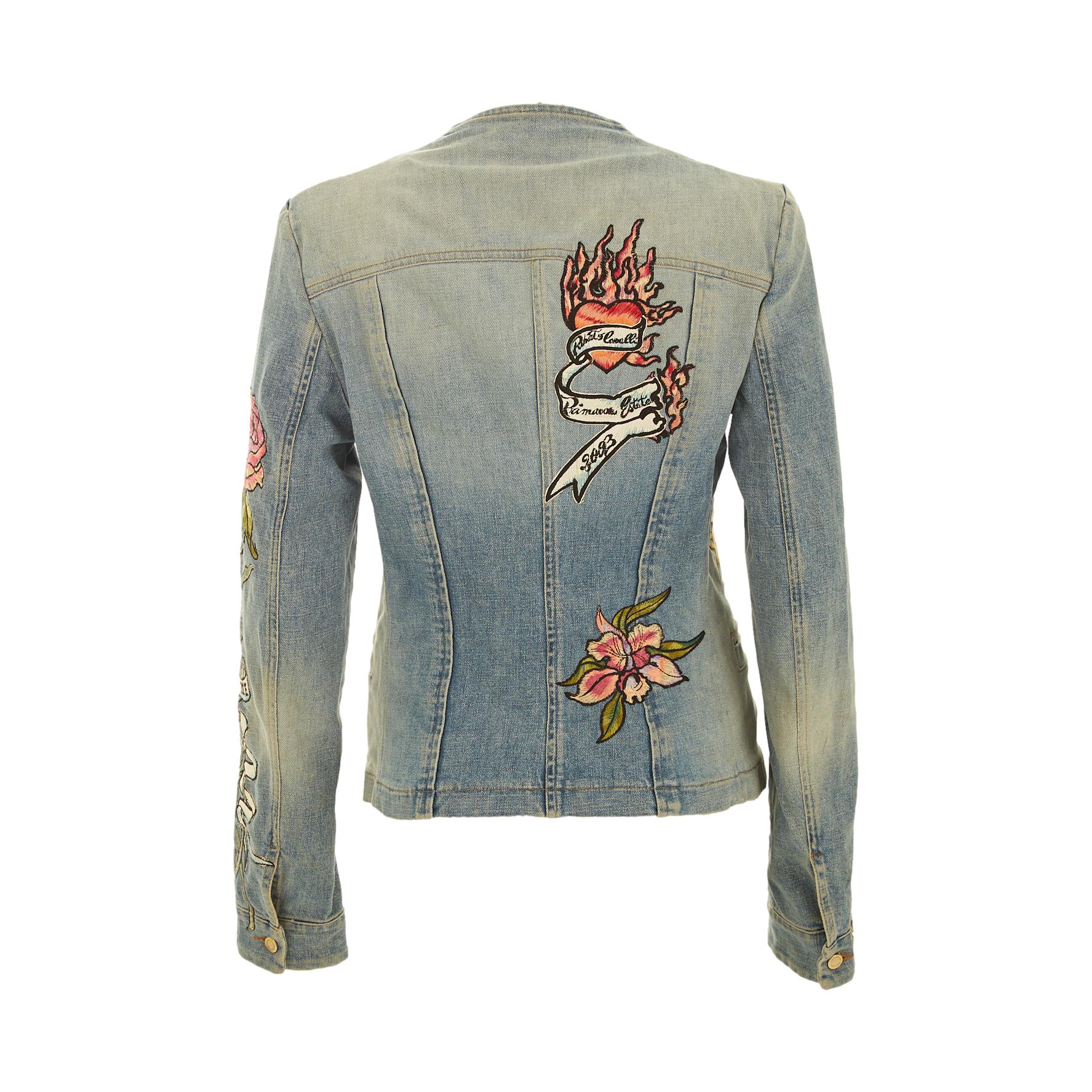 Roberto Cavalli Denim Embroidered Jacket