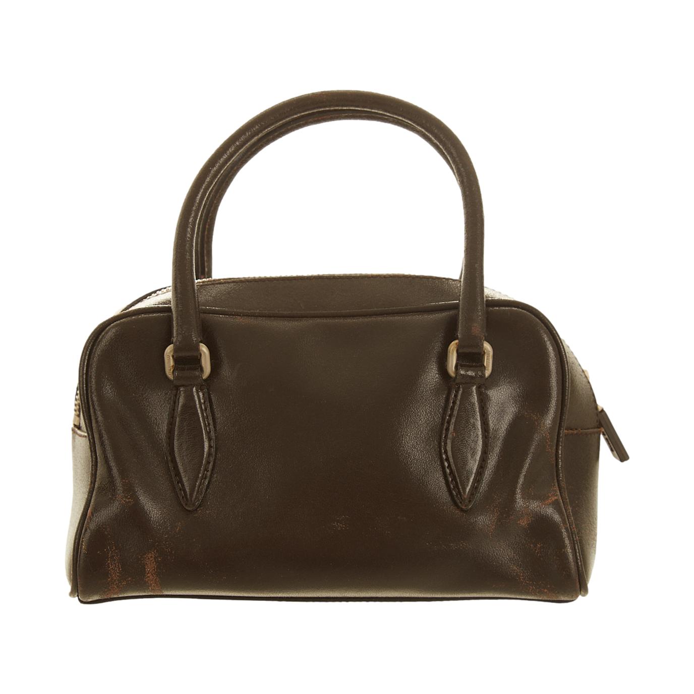 Miu Miu Brown Distressed Mini Top Handle Bag