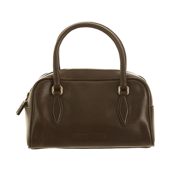 Miu Miu Brown Distressed Mini Top Handle Bag