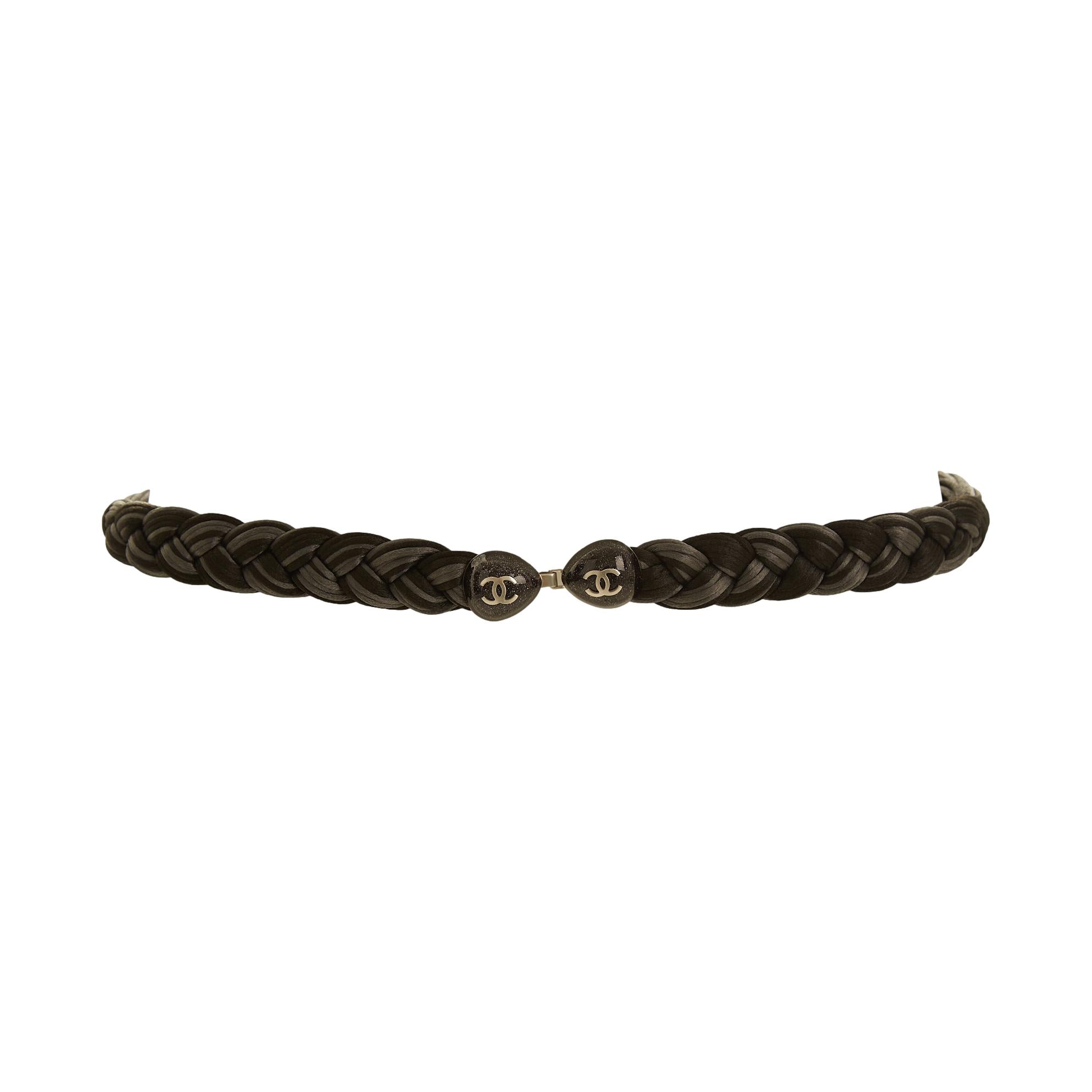 Chanel Black Braided Logo Belt