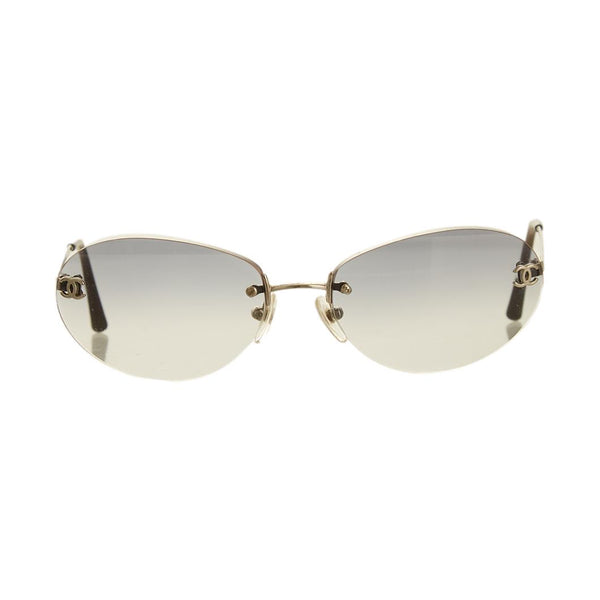 Chanel Blue Oval Rimless Logo Sunglasses