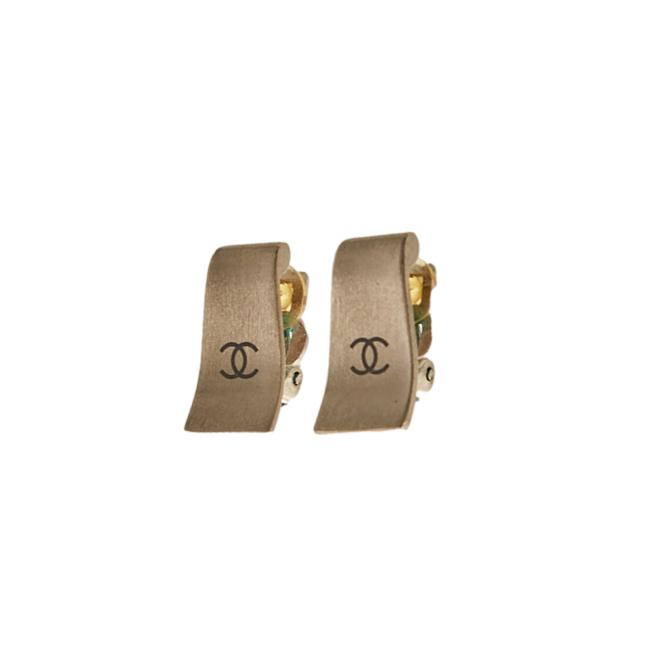Chanel Silver Logo Clip Earrings