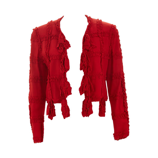 Moschino Red Cropped Ruffle Jacket