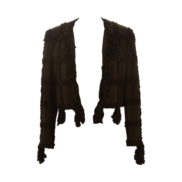 Moschino Black Cropped Ruffle Jacket