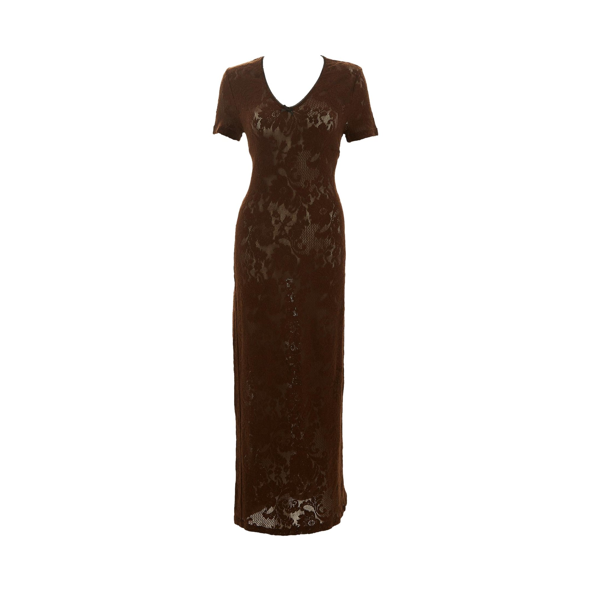 dolce and gabbana brown dress Dress in stretch satin in Brown for Women
