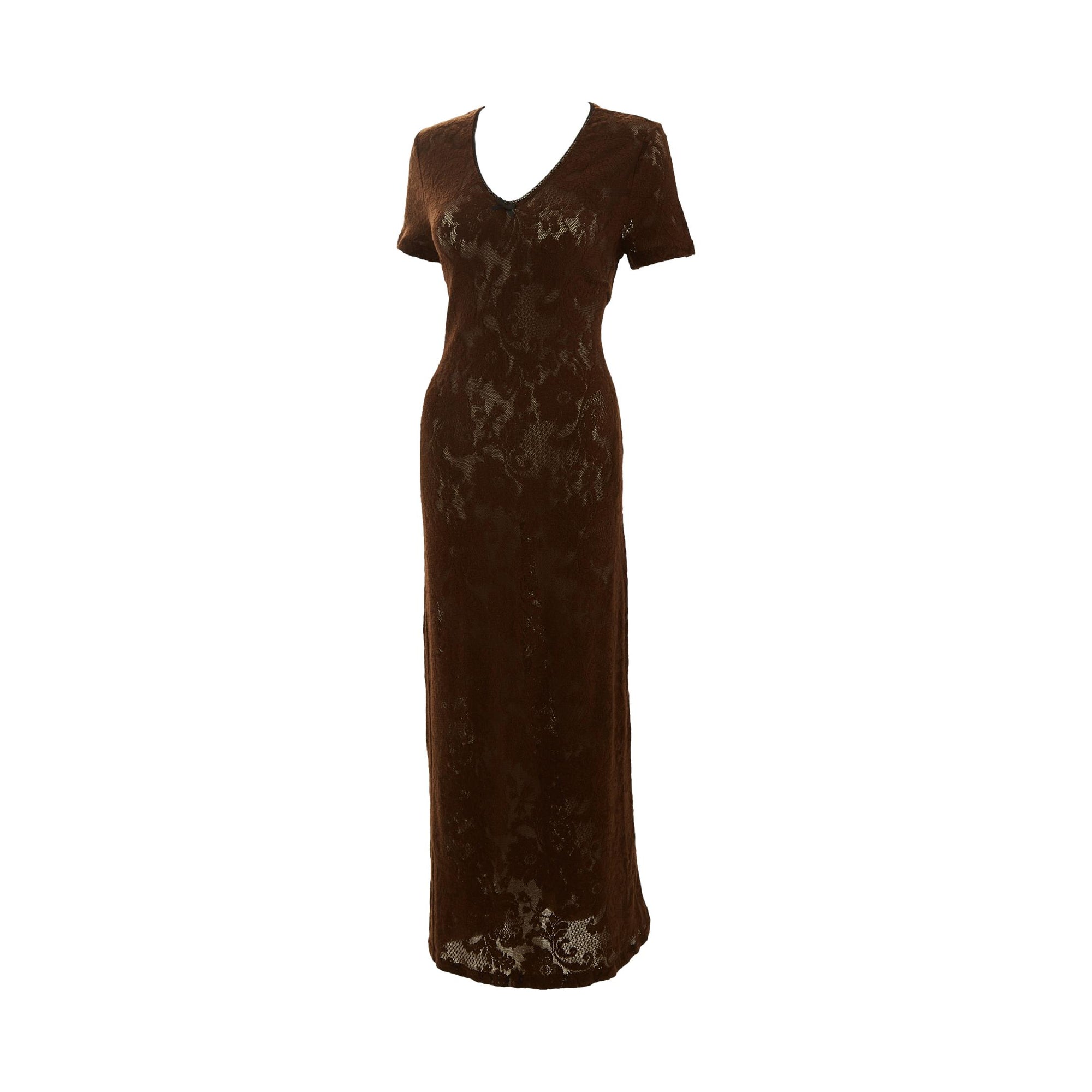 dolce gabbana brown dress Dress in stretch satin in Brown for Women