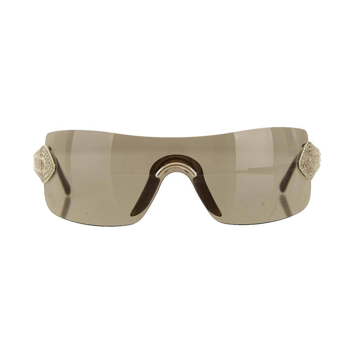 Dior Black Rhinestone Logo Shield Sunglasses