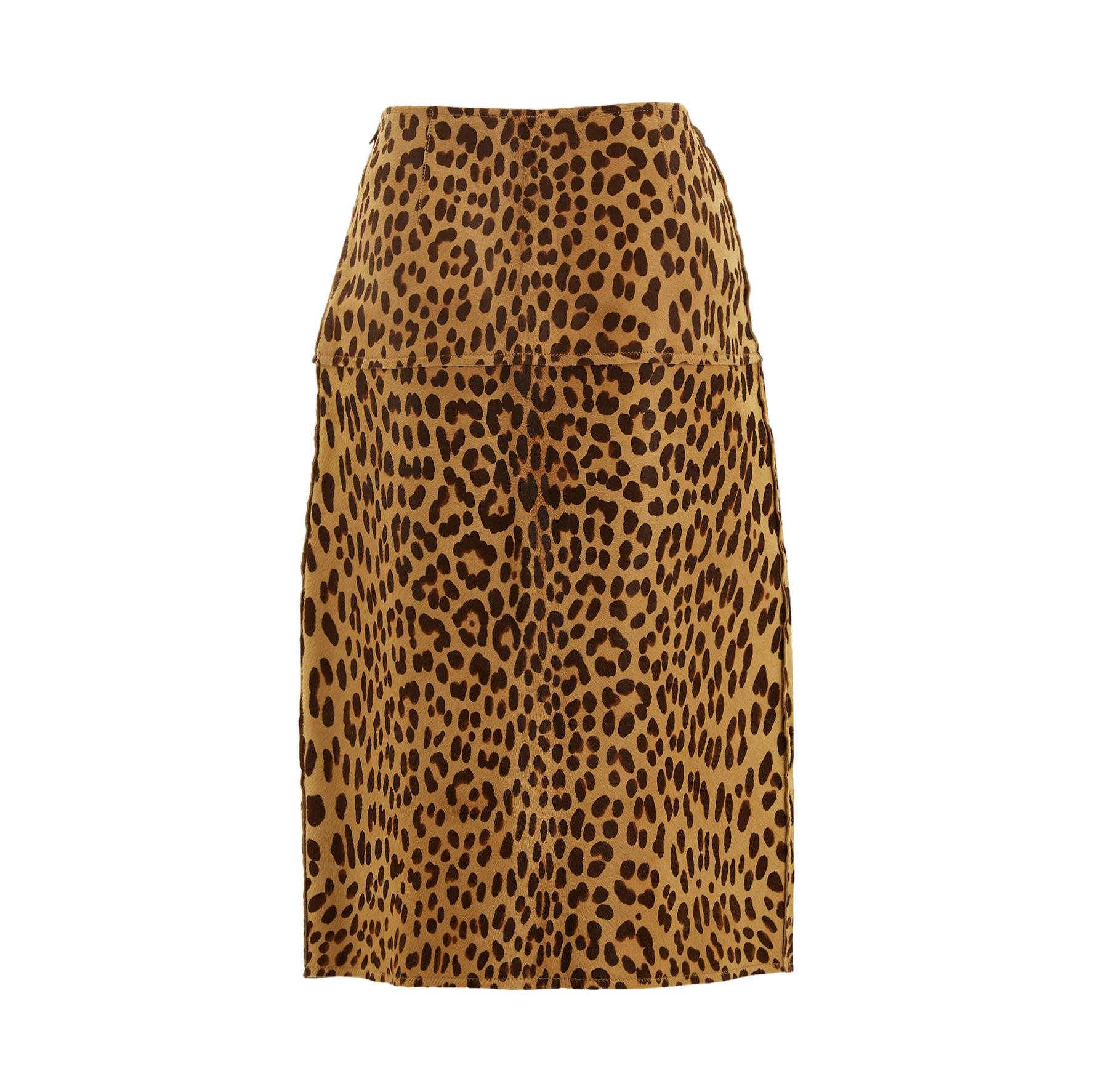 Fendi Cheetah Print Calf Hair Skirt