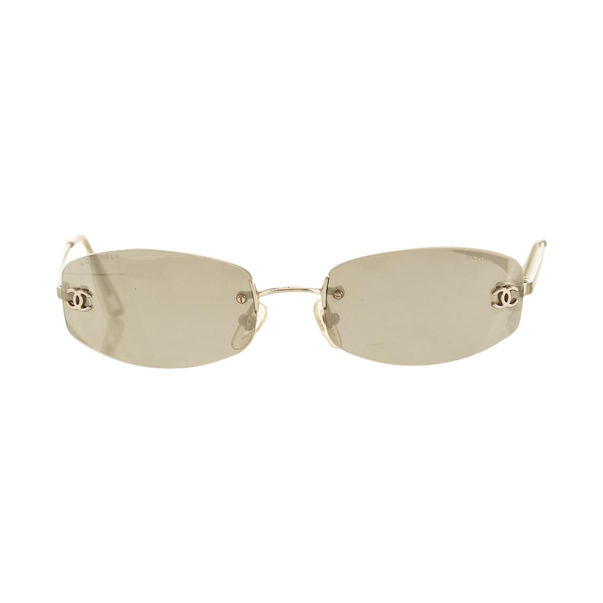 Chanel Silver Micro Rimless Logo Sunglasses