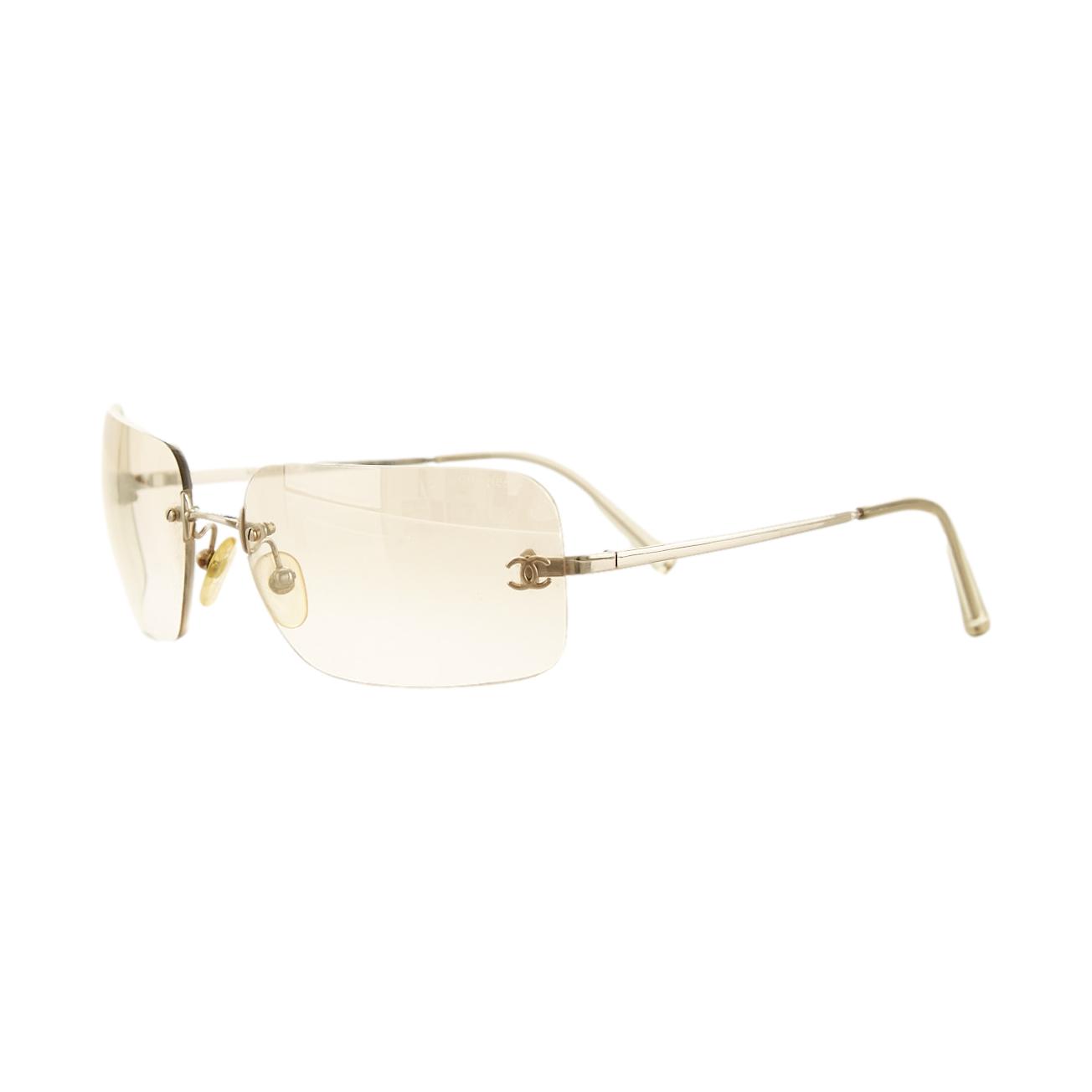 Chanel Silver Rimless Logo Sunglasses