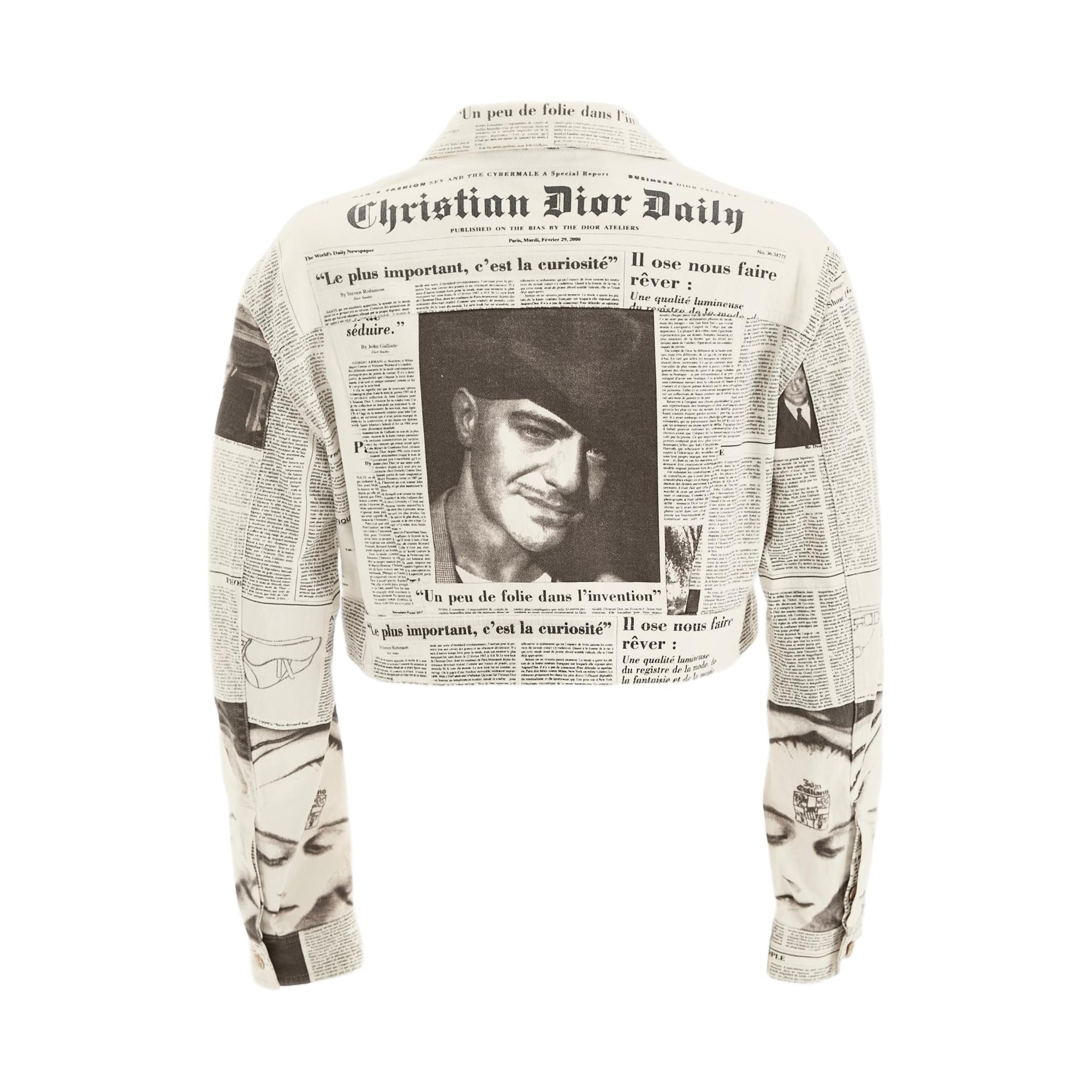 Dior Newspaper Print Cropped Jacket