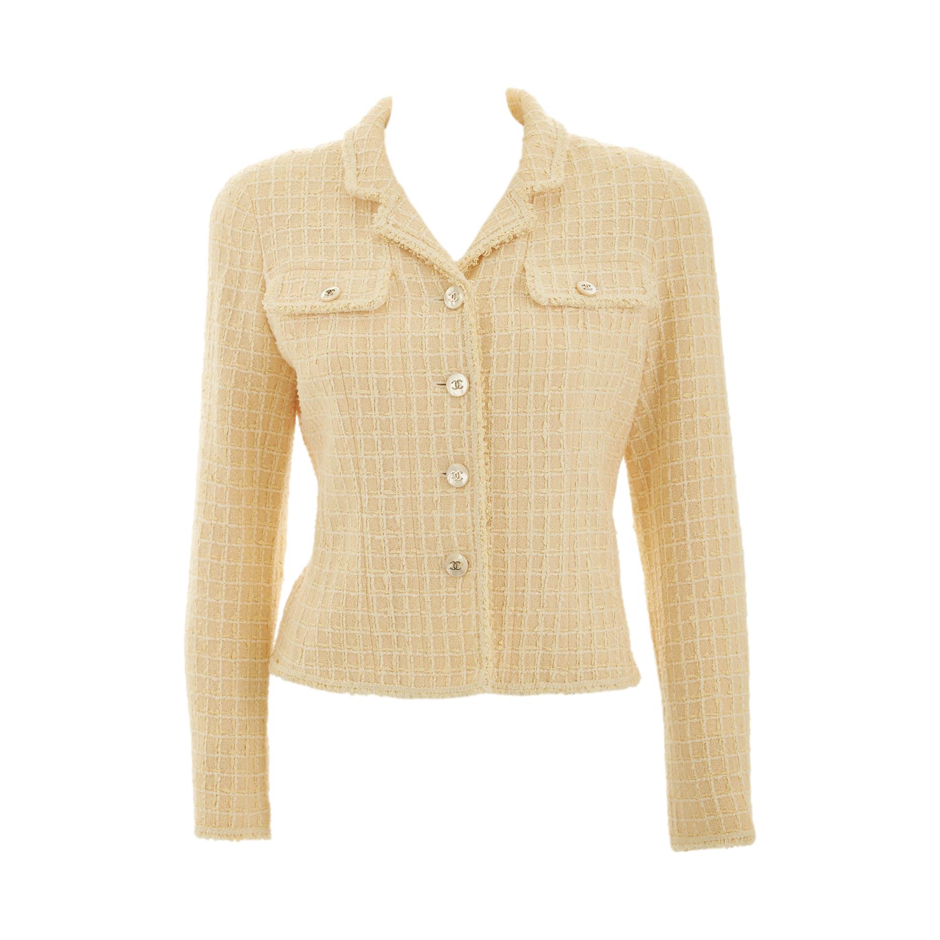 Chanel Light Yellow Tweed Jacket