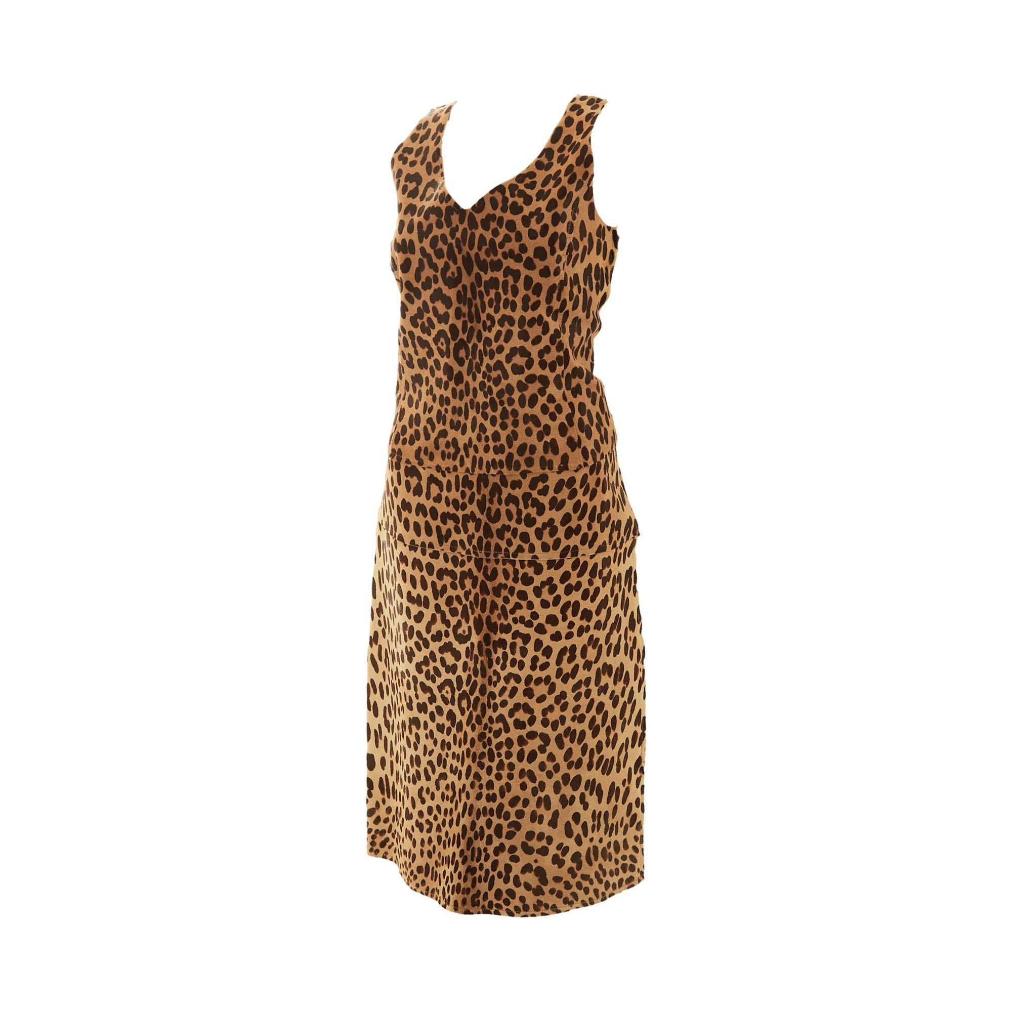 Fendi Leopard Print Calf Hair Skirt Set