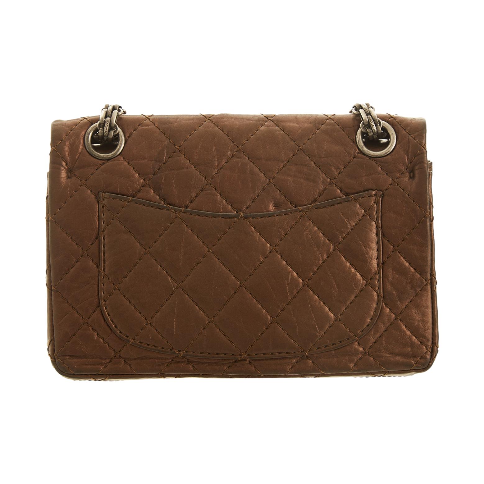 Chanel Bronze Quilted Caviar Leather Jumbo Classic Double Flap Bag Chanel