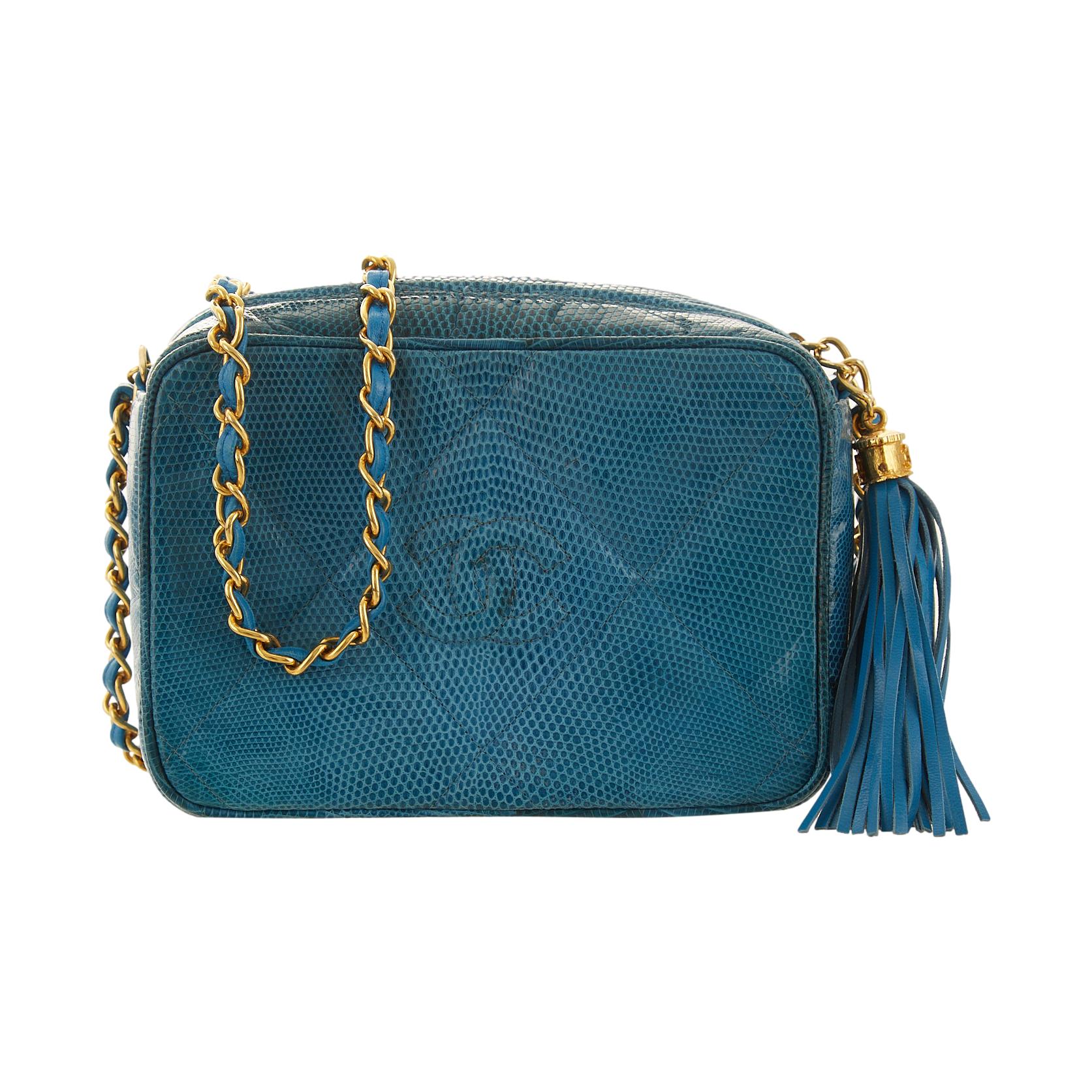 Chanel Bright Blue Lizard Tassel Bag