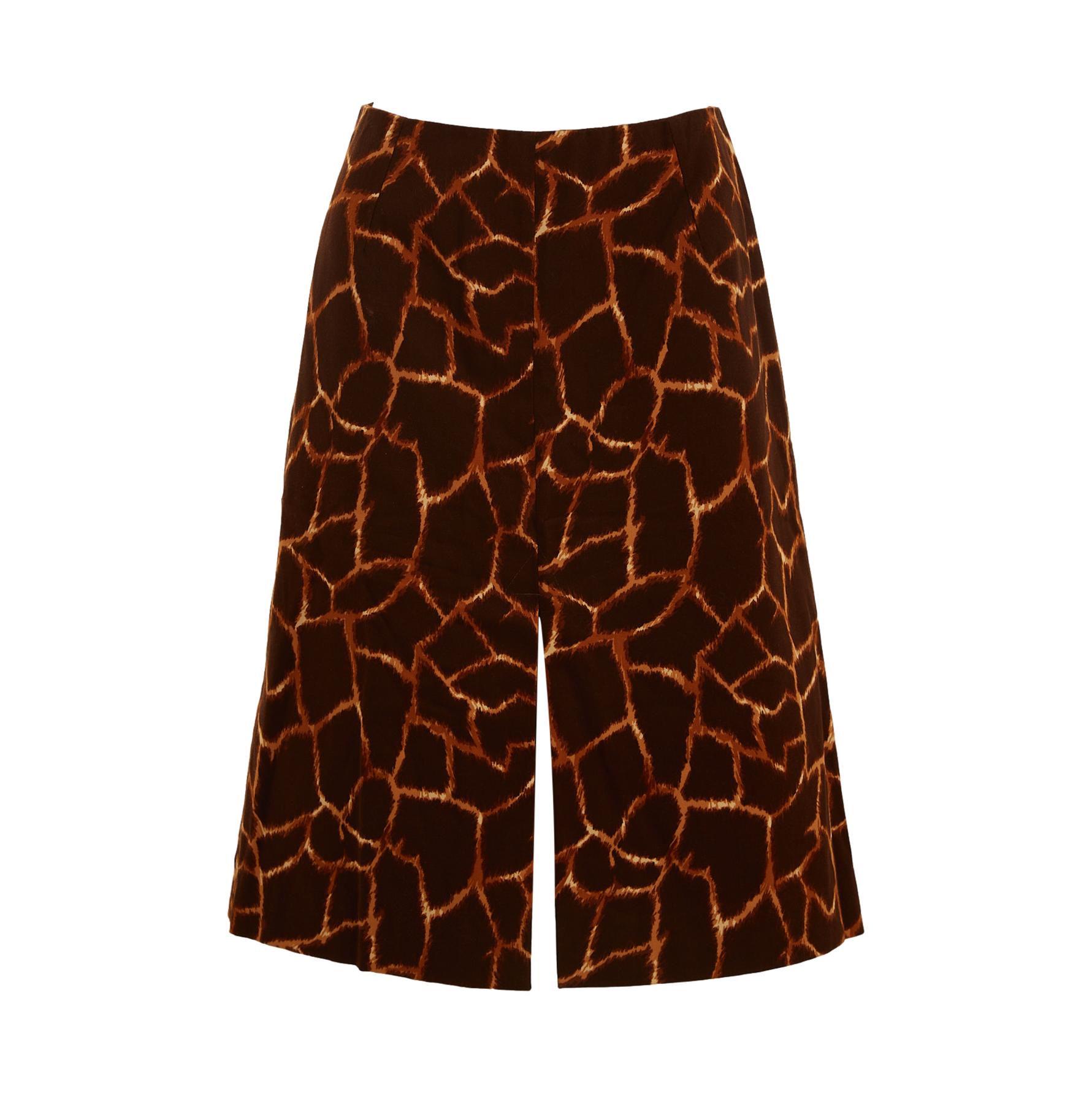Dolce & Gabbana Brown Giraffe Print Skirt