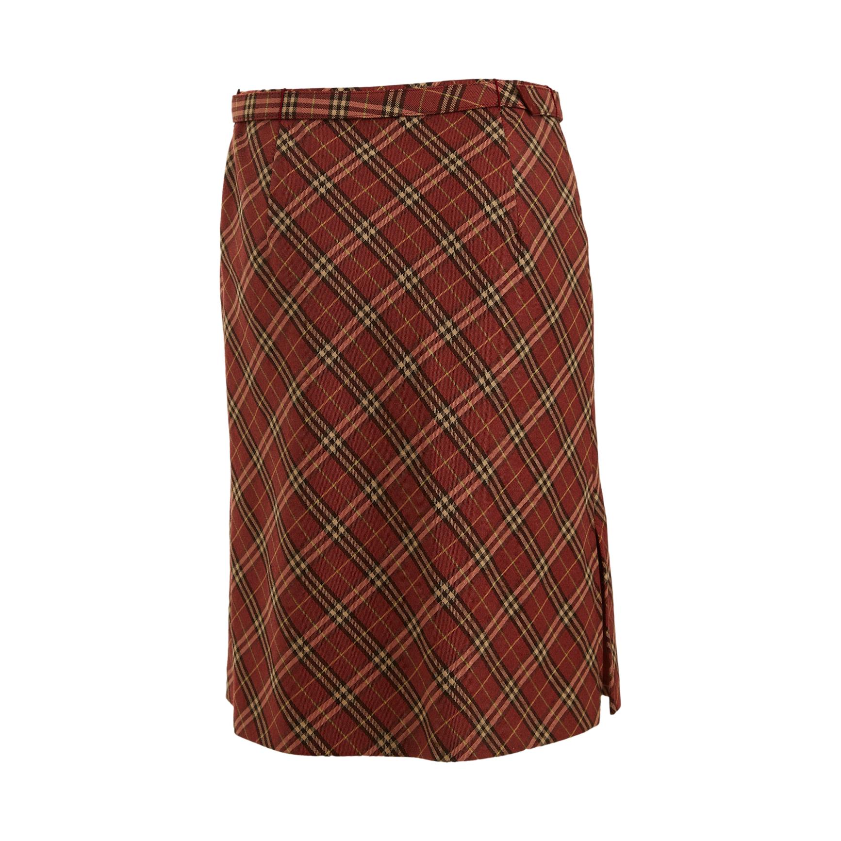 Burberry Red Plaid Skirt