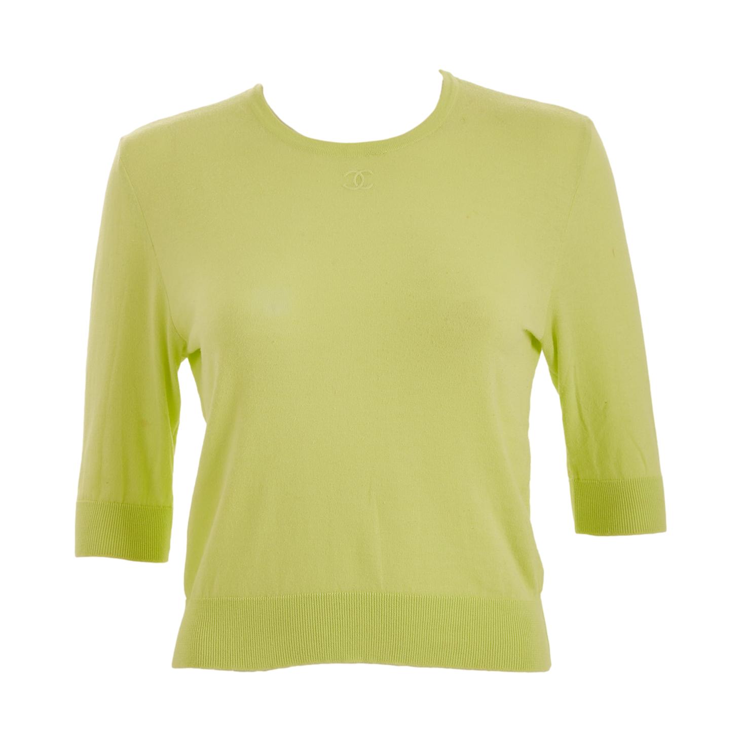 Chanel Lime Green Logo Top