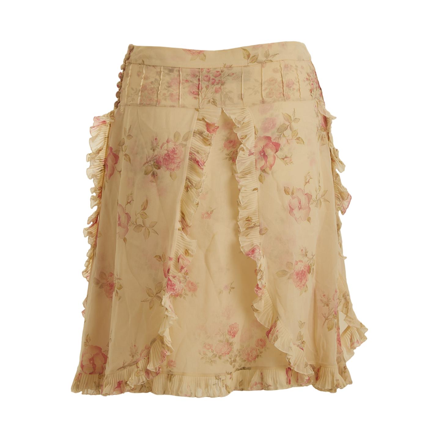 Louis Vuitton Rose Print Ruffle Skirt