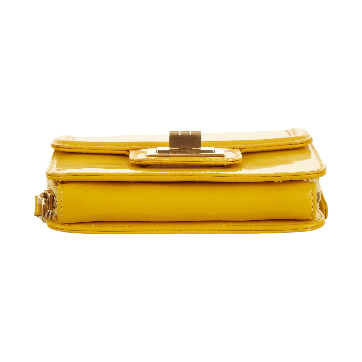 Chanel Yellow Patent Mini Chain Shoulder Bag
