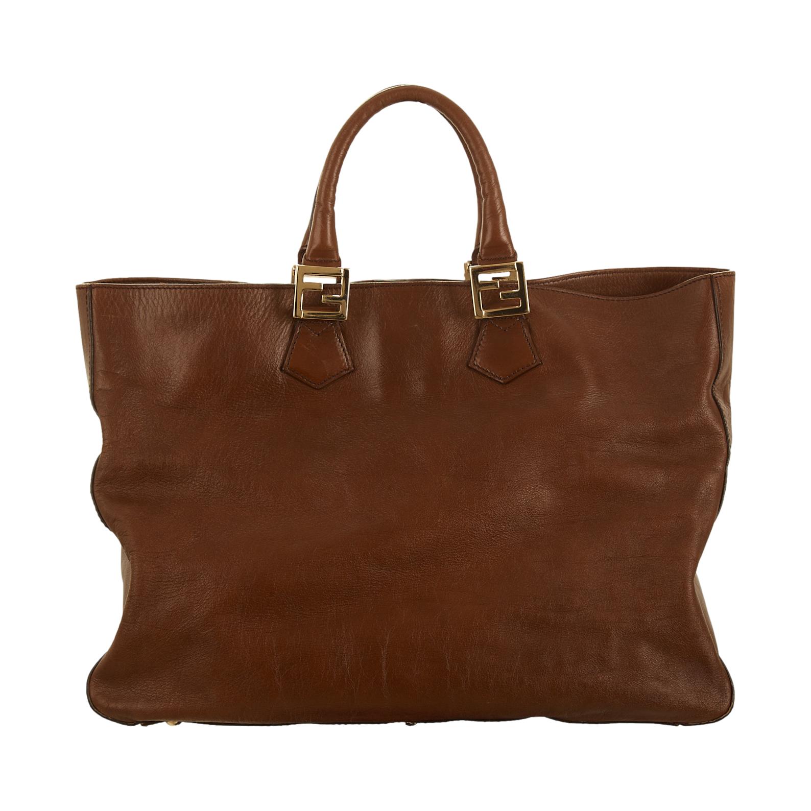 Fendi Brown Jumbo Top Handle Bag