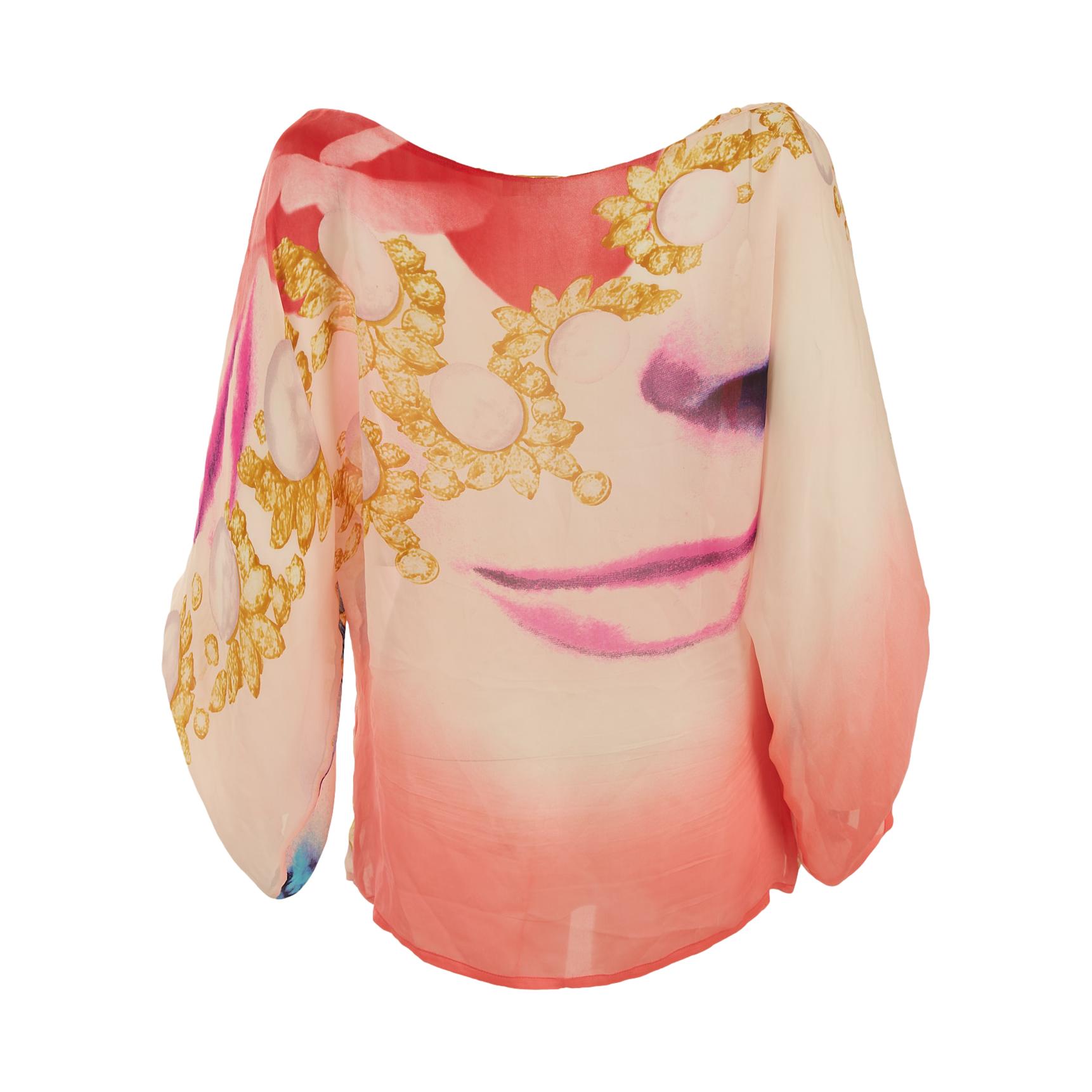 Roberto Cavalli Silk Knit Long Sleeve sale Top