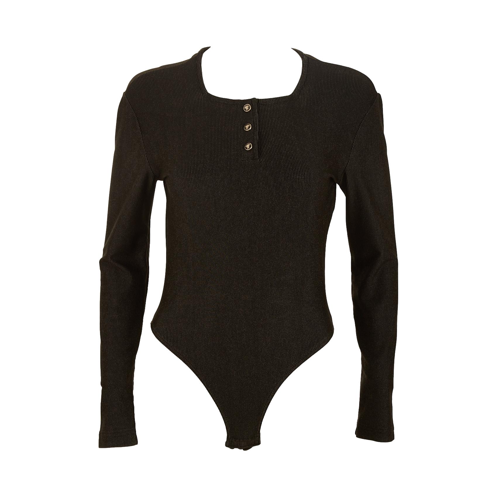 Long-sleeved corset bodysuit in black - Versace