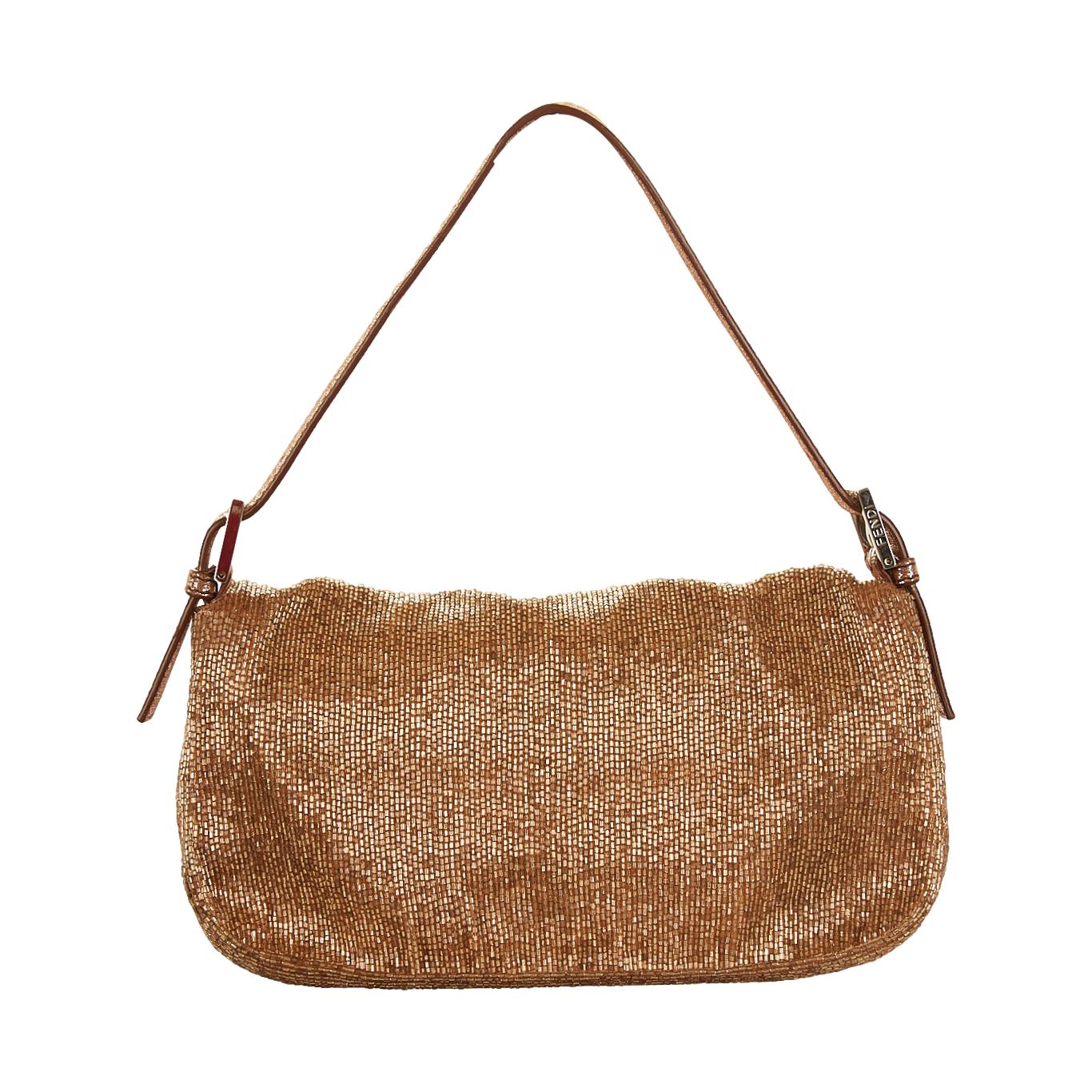 Fendi Bronze Beaded Baguette Bag