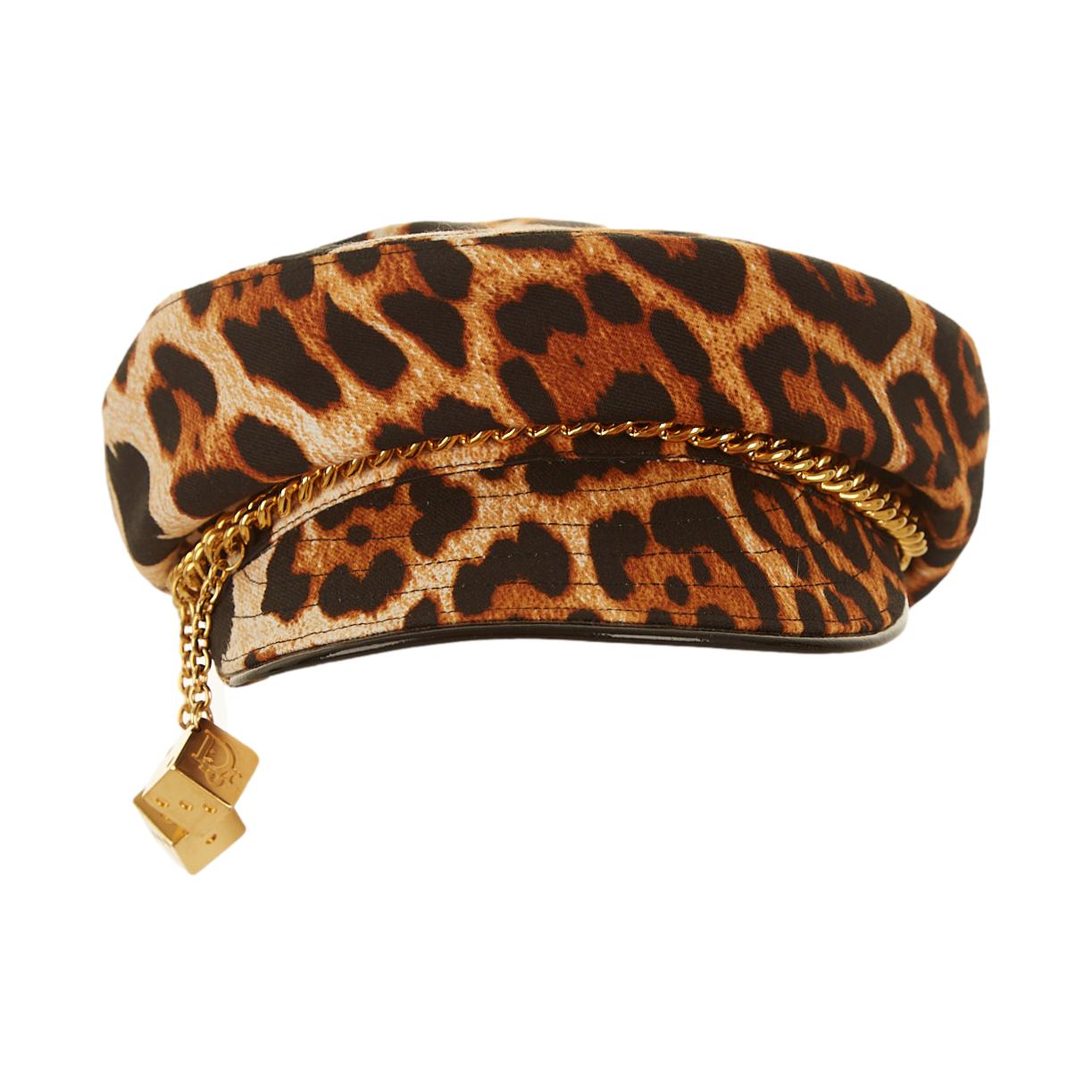 Dior Cheetah Print Logo Gambler Hat