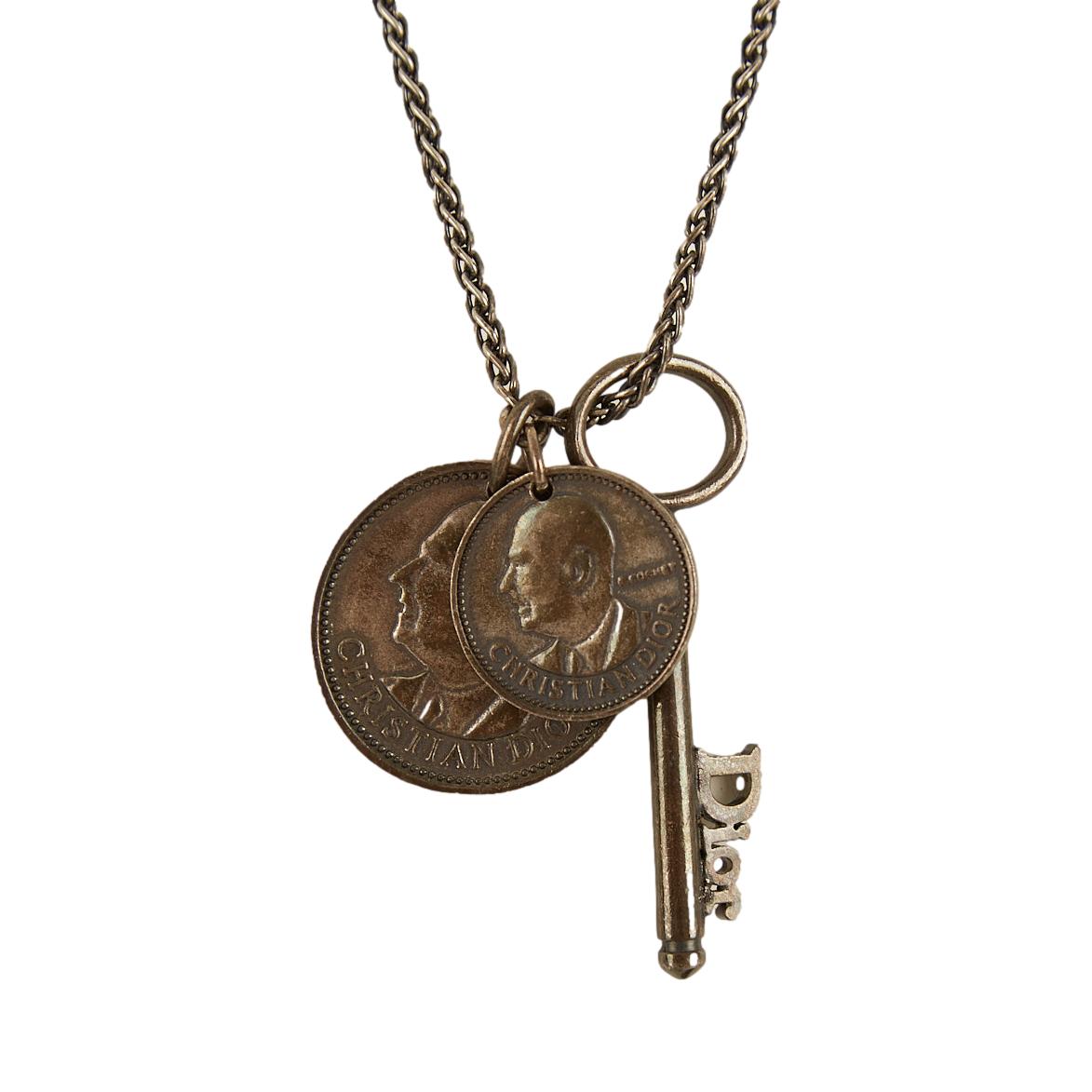 Dior Grey Key & Coin Necklace