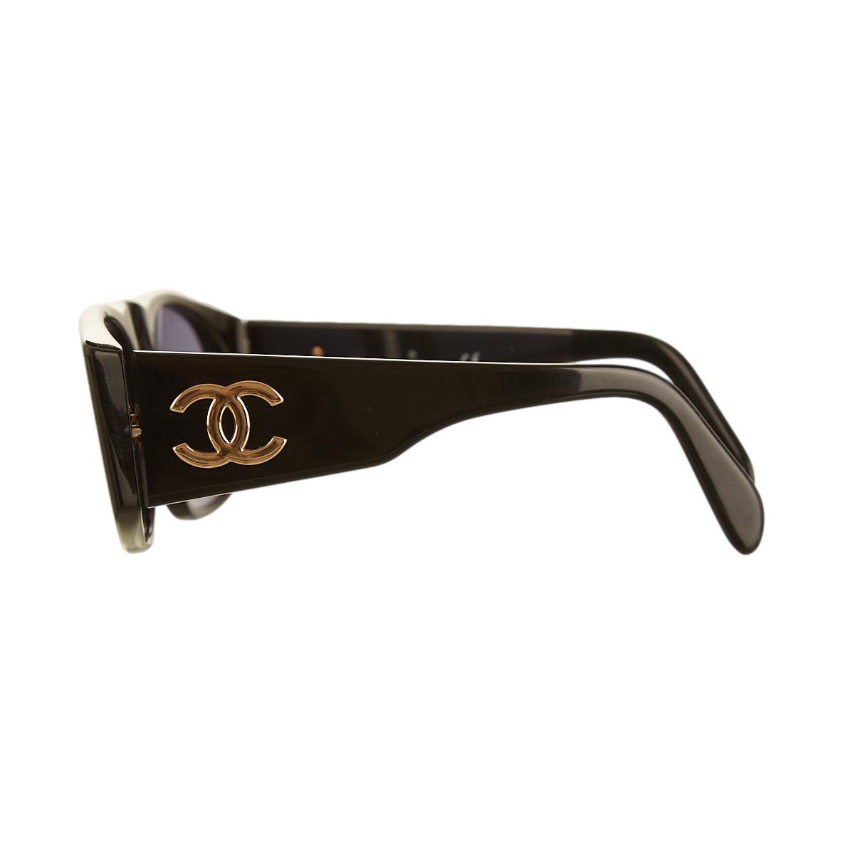 Chanel Black Round Logo Sunglasses