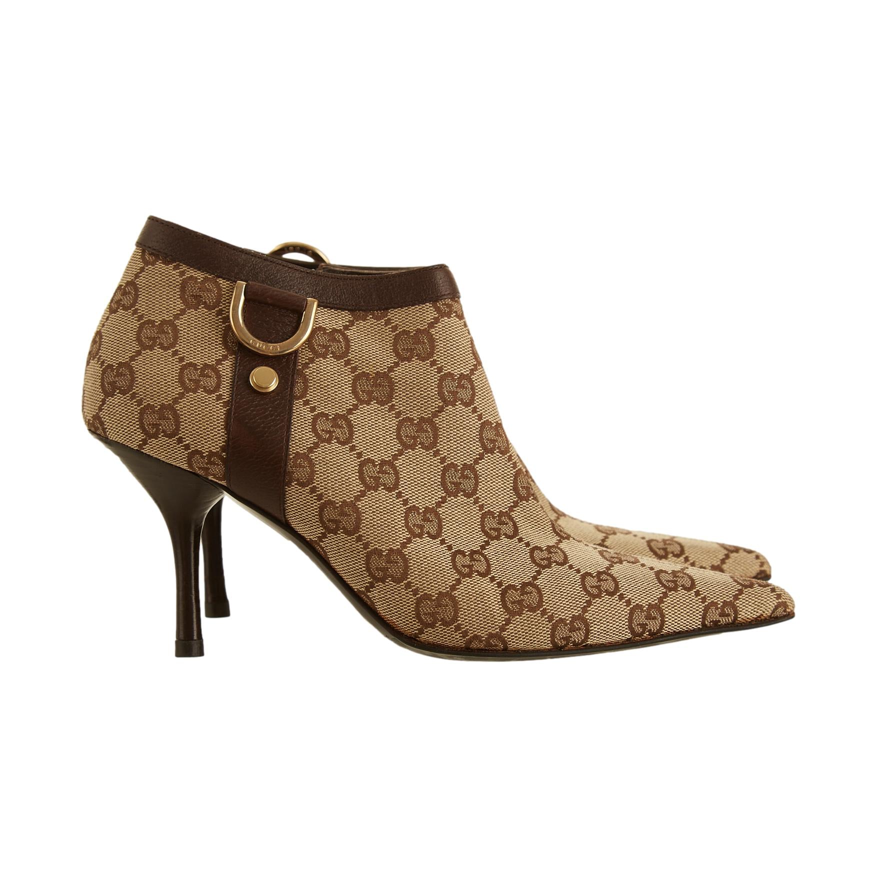 Gucci Brown Logo Ankle Boots