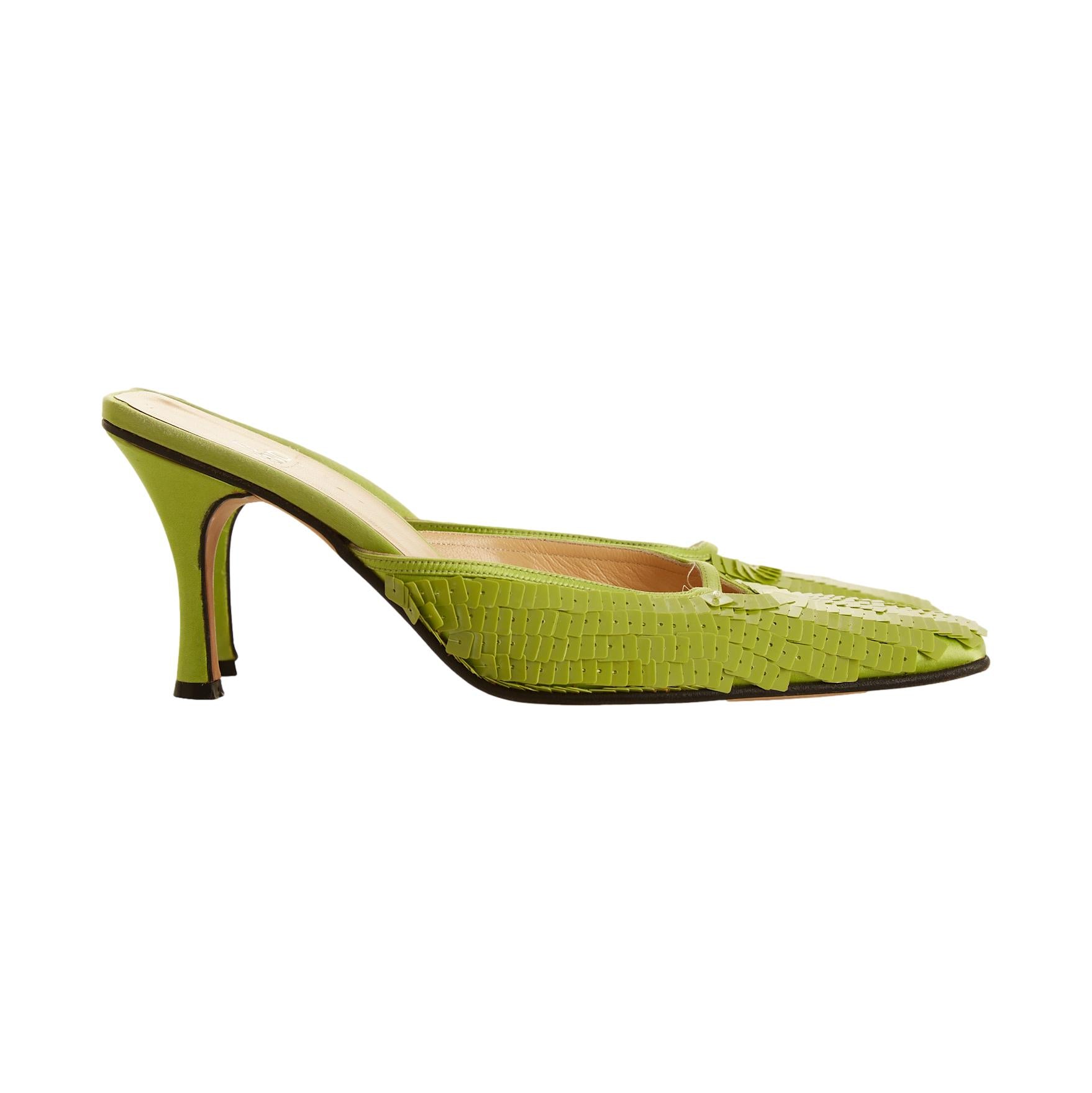 Fendi Green Sequin Kitten Heels