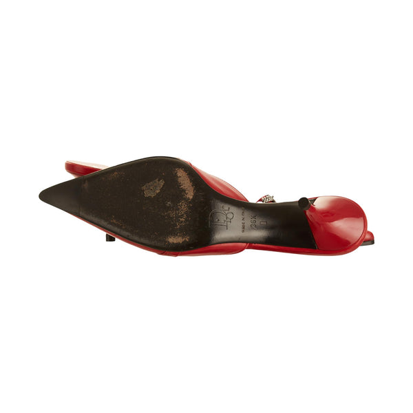 Dior Red Logo Plaque Kitten Heels