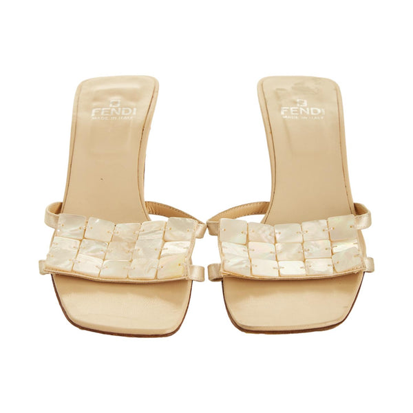 Fendi White Shell Kitten Heels