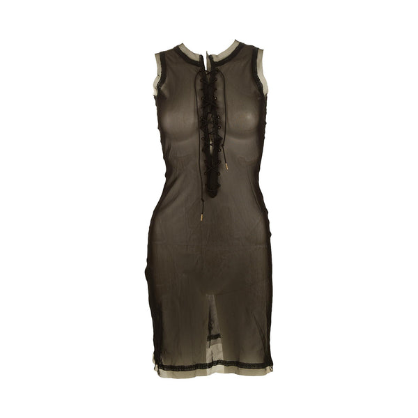 Jean Paul Gaultier Black Mesh Tie Dress