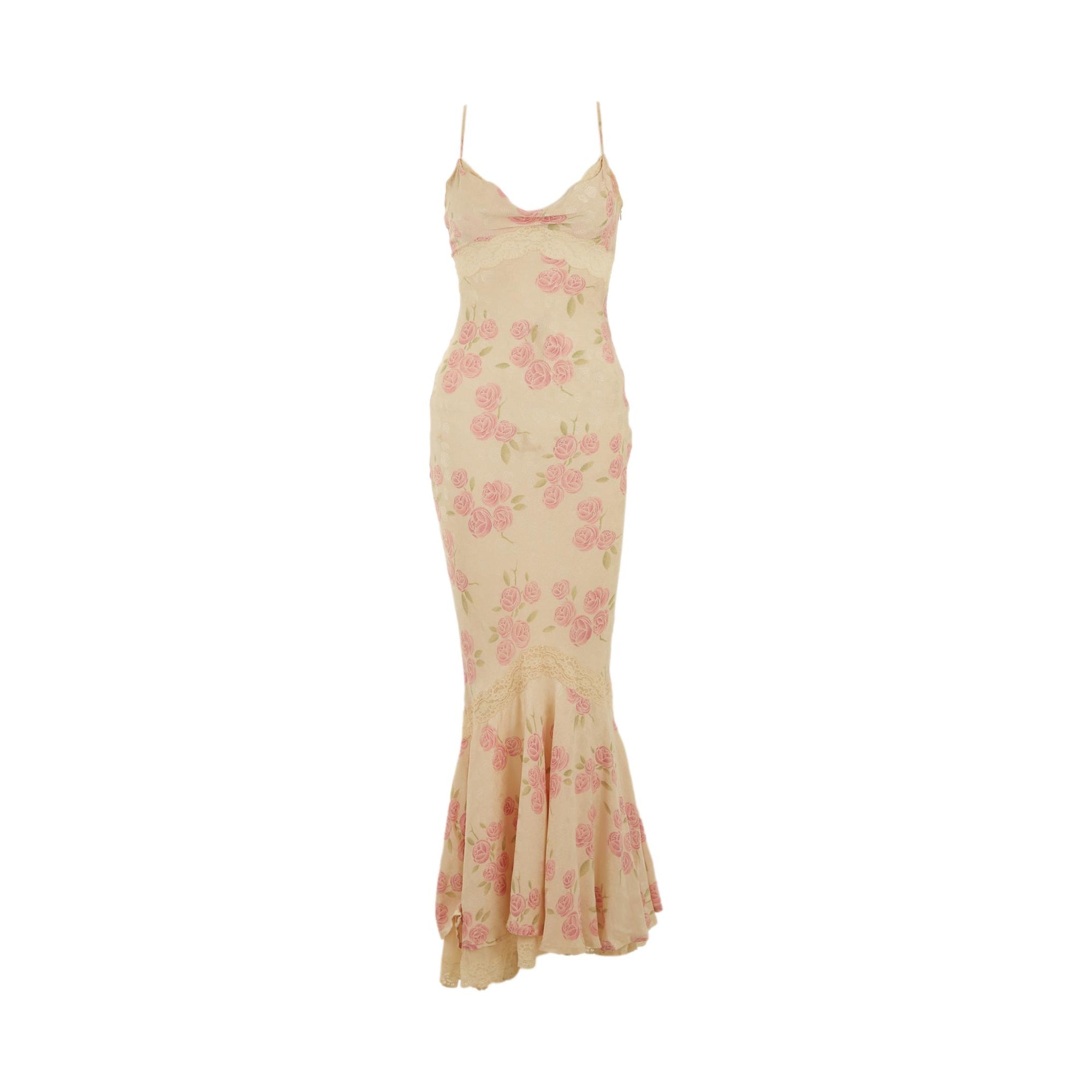 Dior Cream Rose Print Lace Dress