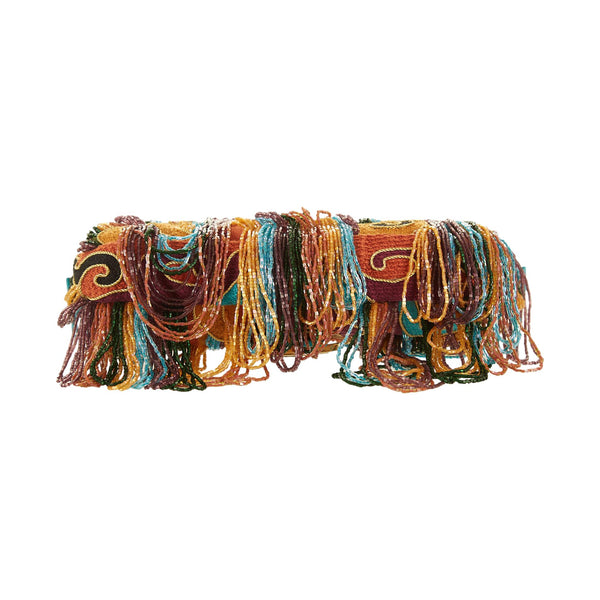 Fendi Multicolor Beaded Wave Print Fringe Baguette