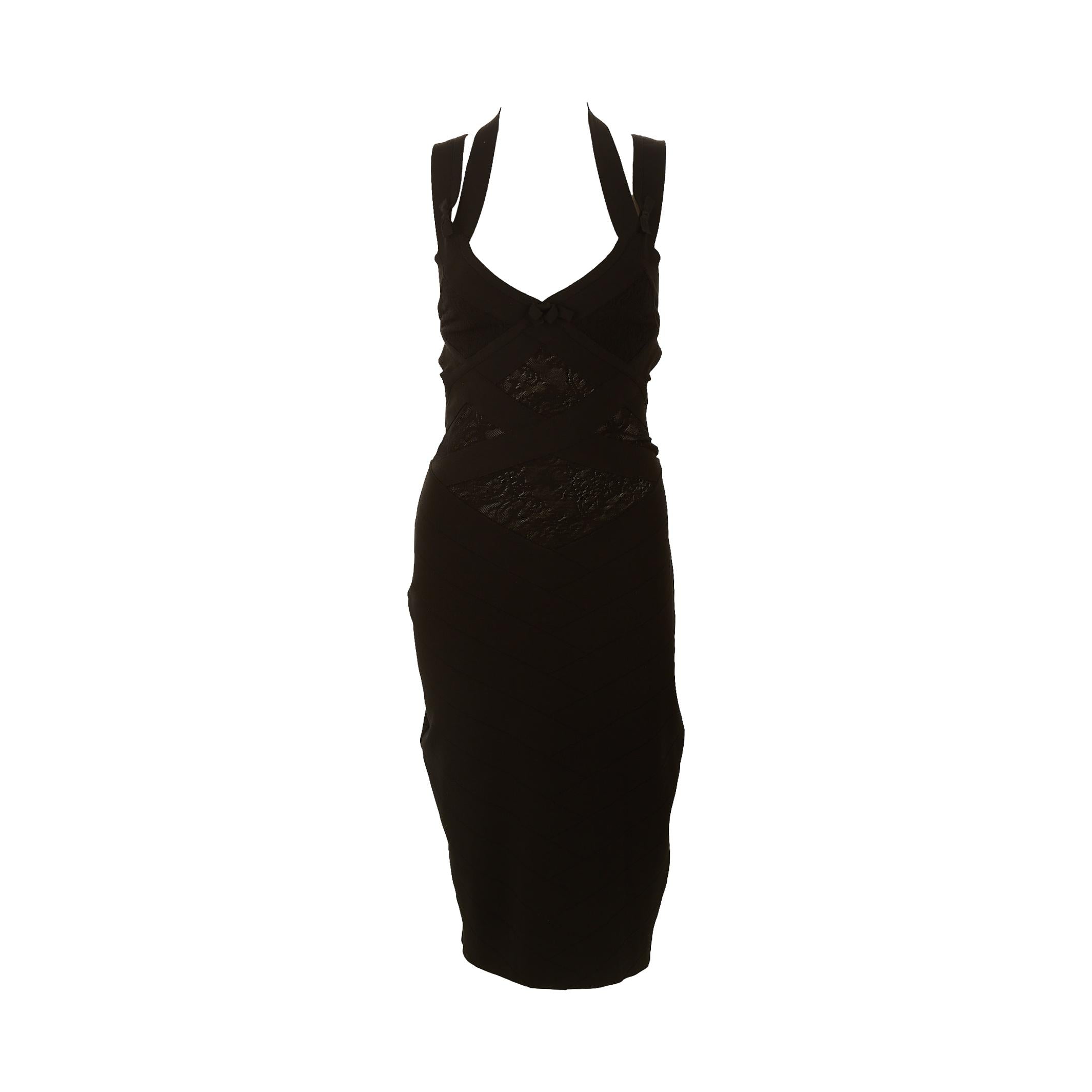 Dior Black Lace Backless Dress