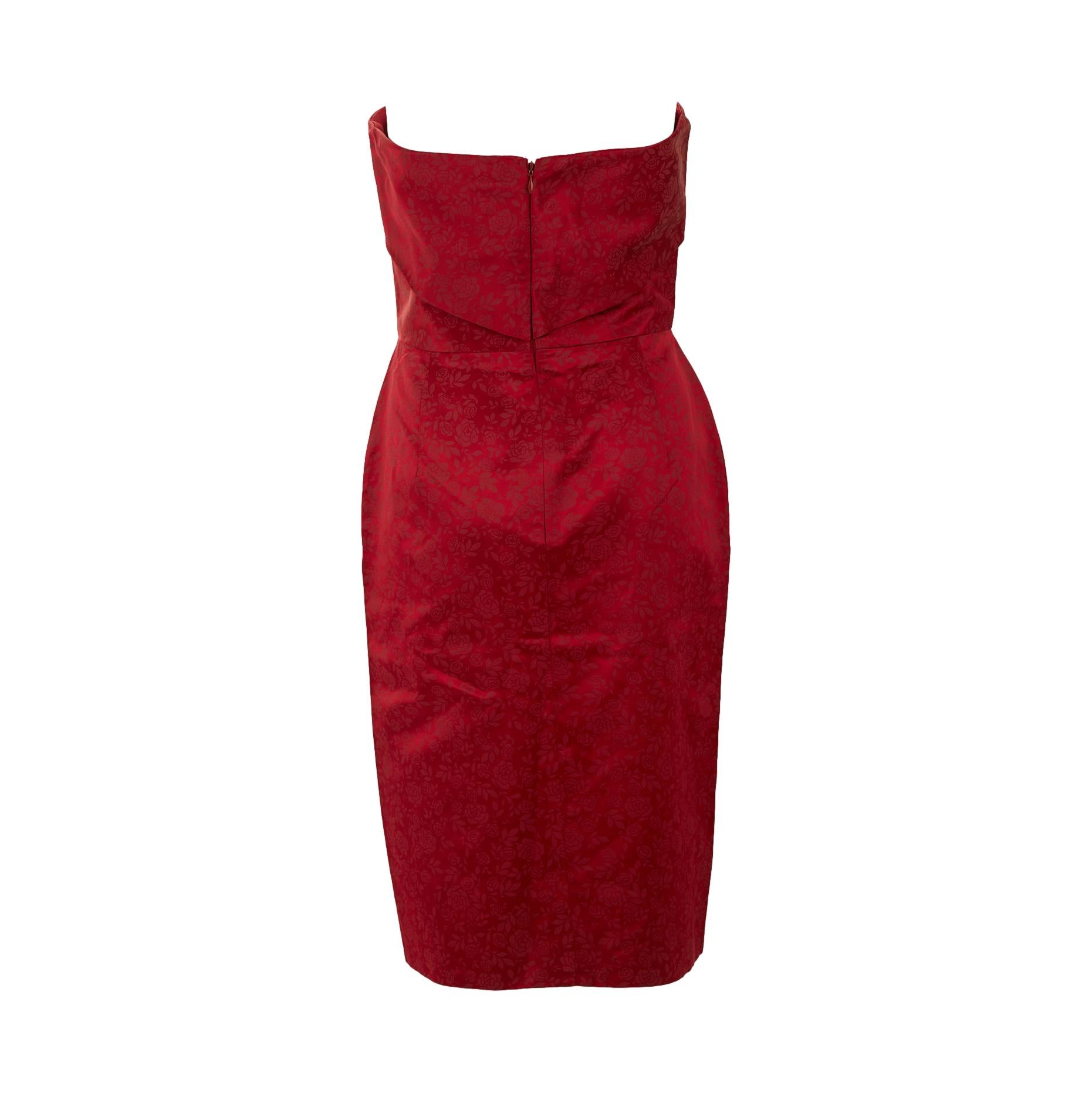 Dolce & Gabbana Red Floral Print Strapless Dress Dolce & Gabbana Red Floral Print Strapless Dress