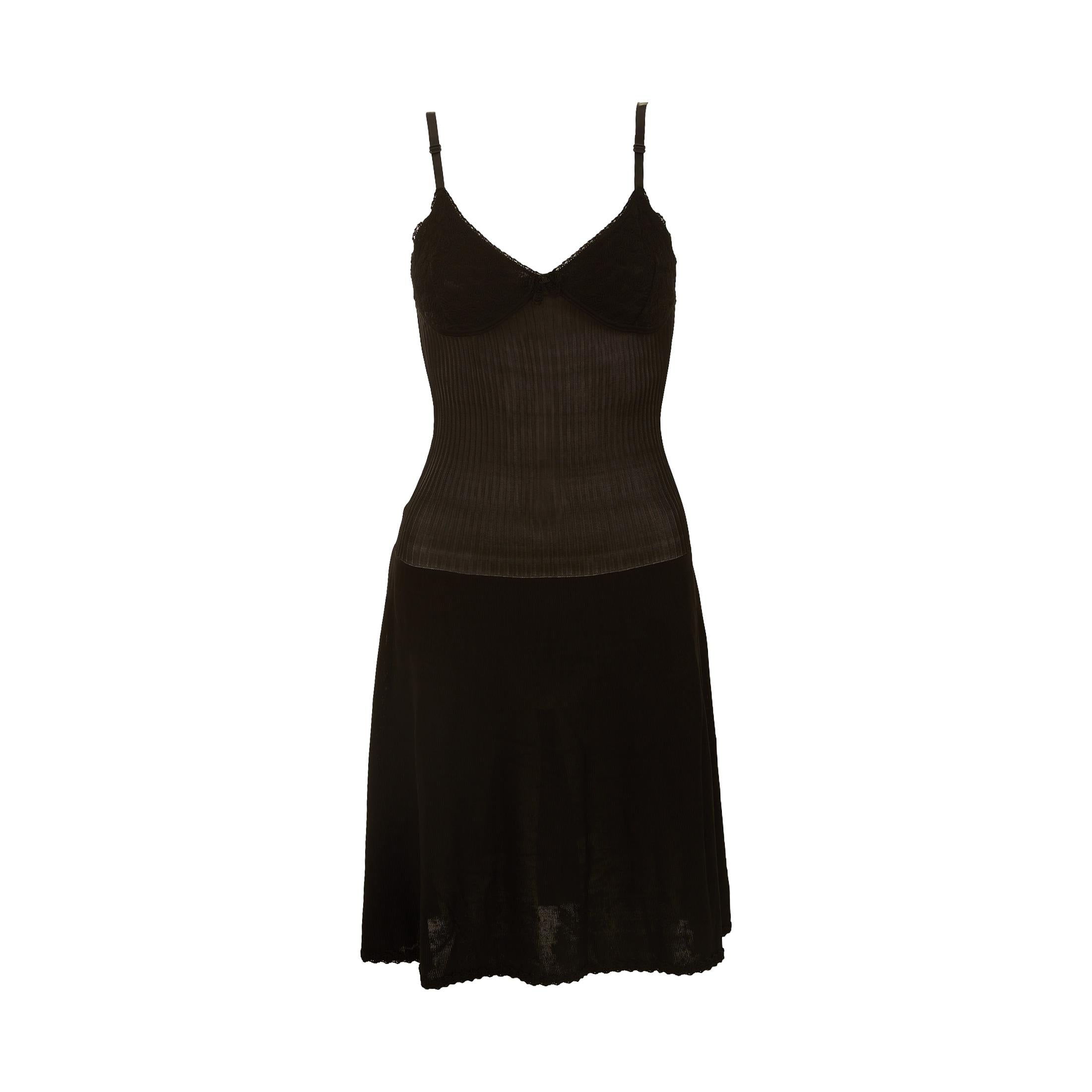 Vintage Chanel Black Ribbed Lace Sheer Logo Dress – Treasures of NYC