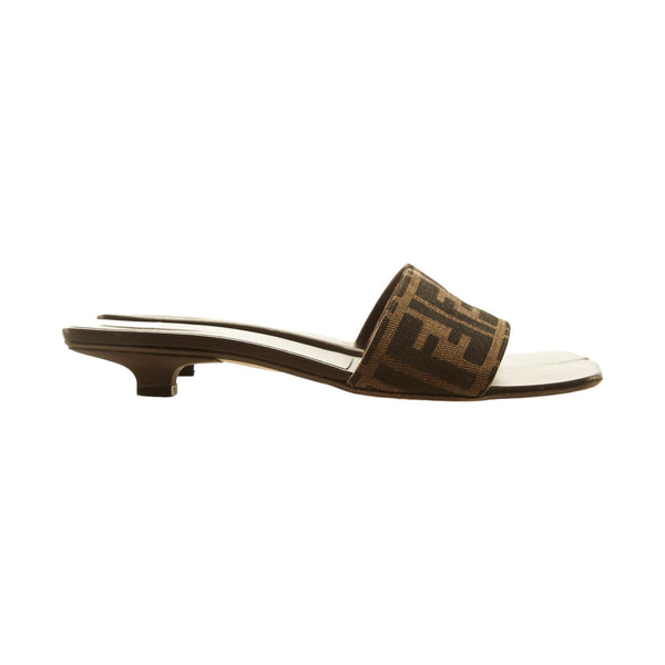 Fendi Brown Logo Kitten Heel