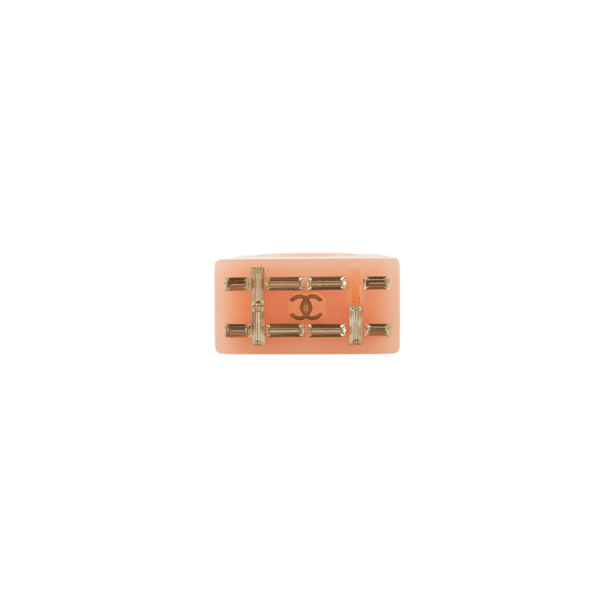 Chanel Rinestone Rings Chanel Pink Rhinestone Logo Ring – Treasures of NYC