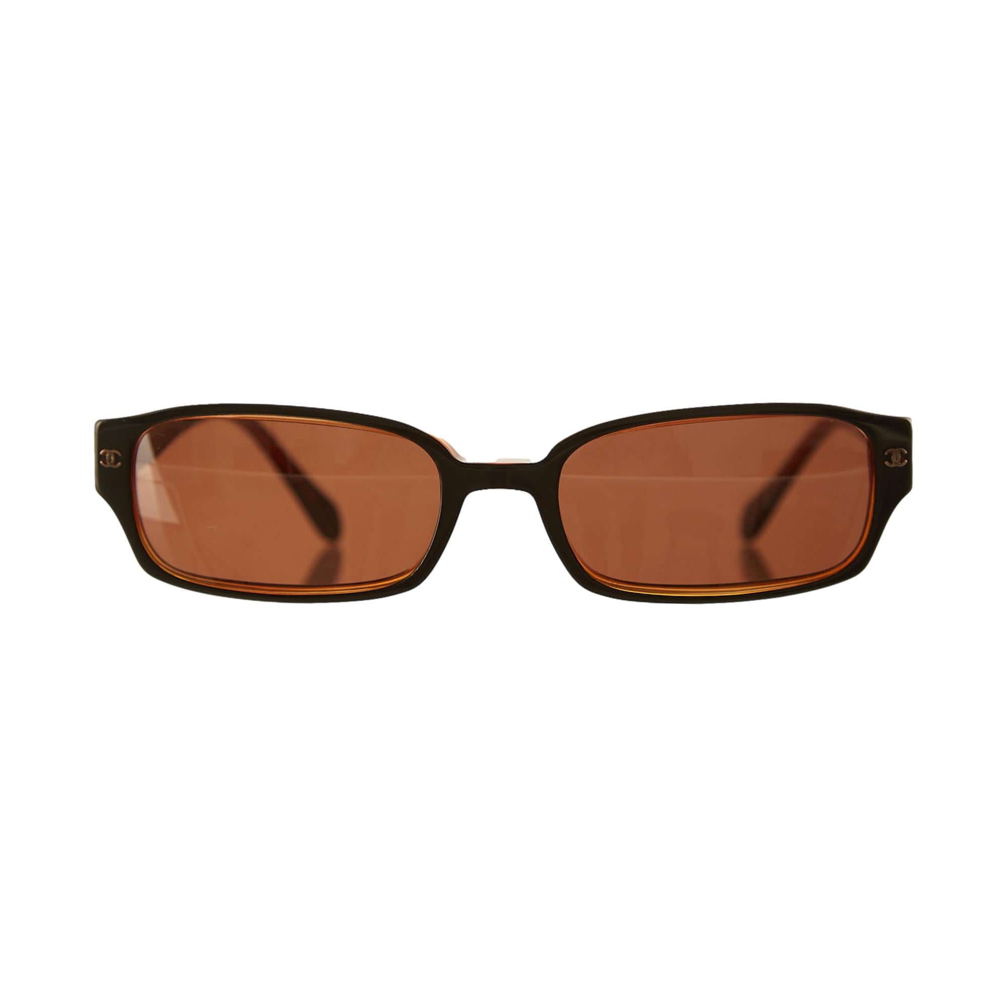 Chanel Tortoise Quilted Rhinestone Logo Sunglasses