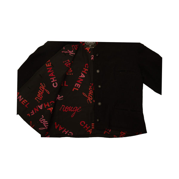Chanel Black Rouge Tweed Skirt Set