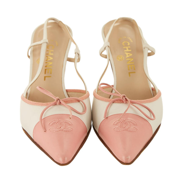 Chanel Pink Bow Slingback Heels