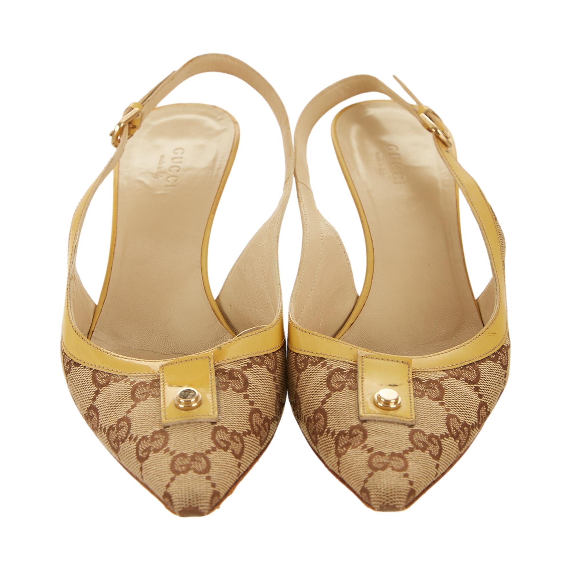 Vintage Gucci Yellow Logo Slingback Heels – Treasures of NYC