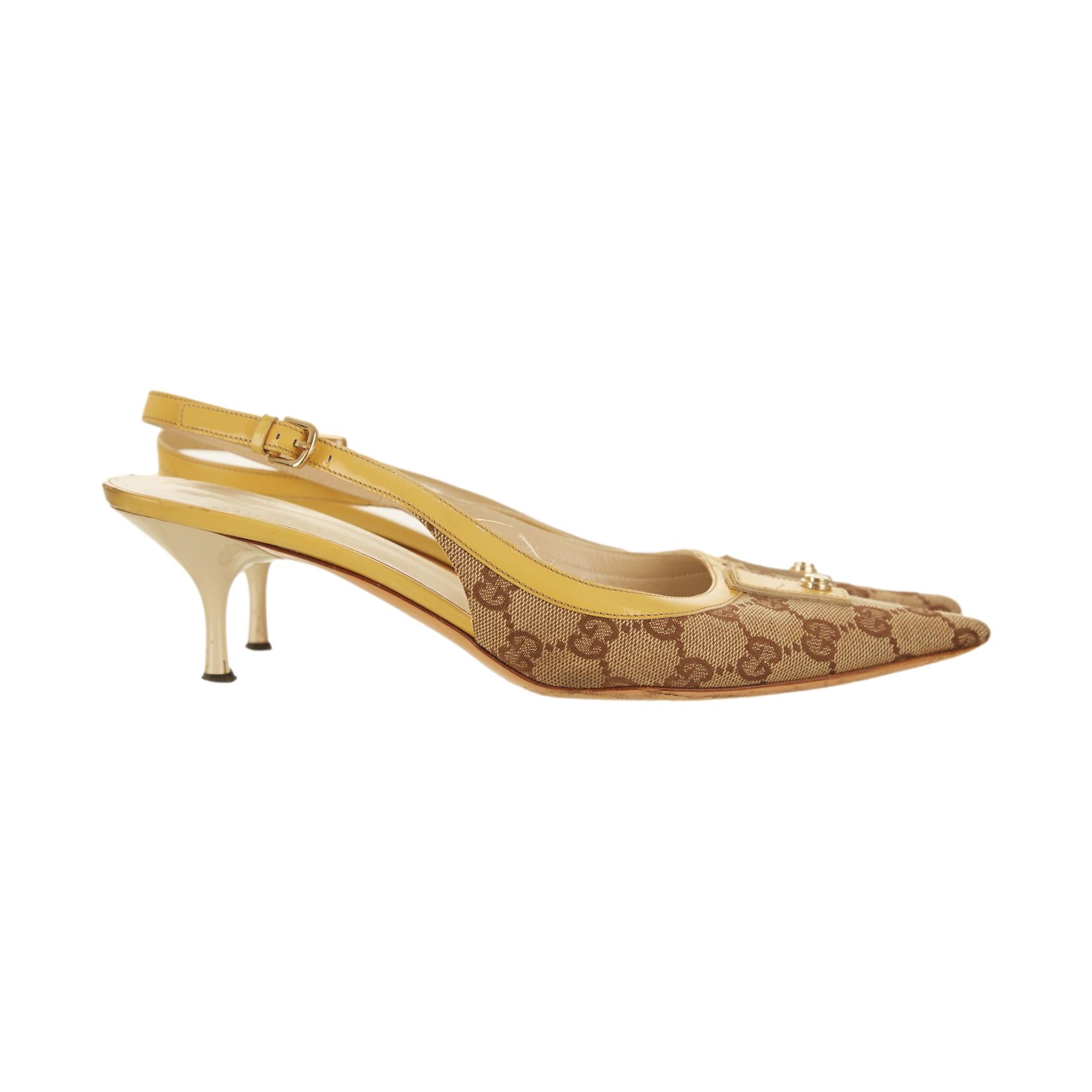 Vintage Gucci Yellow Logo Slingback Heels – Treasures of NYC