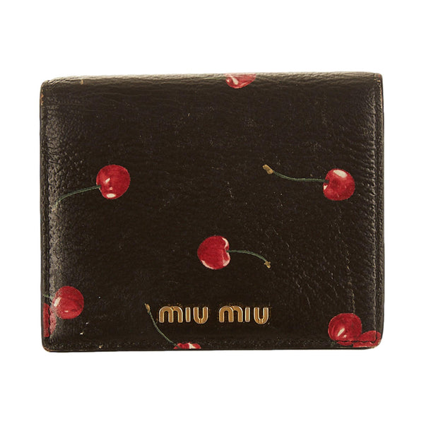 【❤︎】MIU MIU Leather Wallet Black Small Matelassé Nappa Leather Wallet | Miu Miu