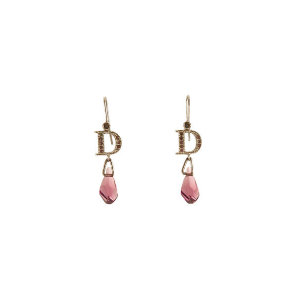 Dior Purple Rhinestone Gem Earrings